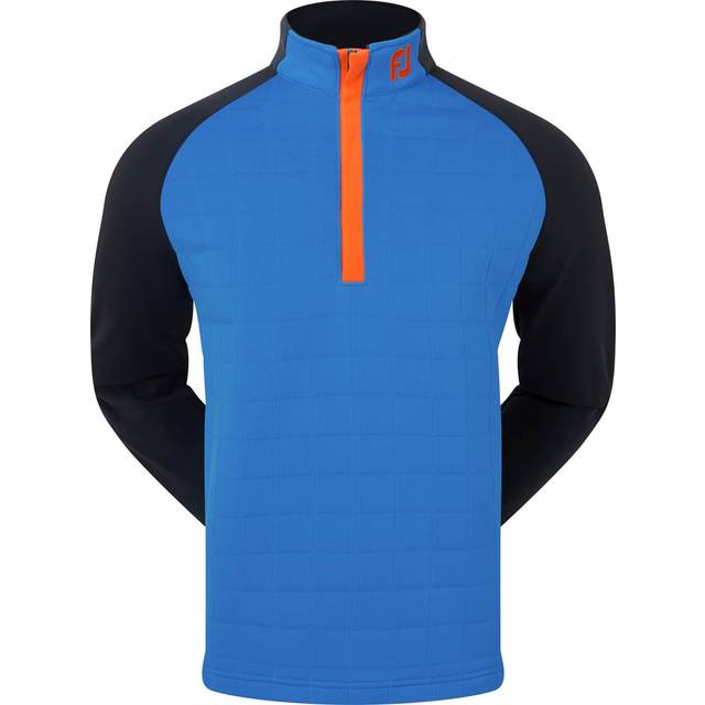 FOOTJOY QUILTED JACQUARD CHILL-OUT XP GOLF PULLOVER 88836 - SAPPHIRE / BLACK / ORANGE - S