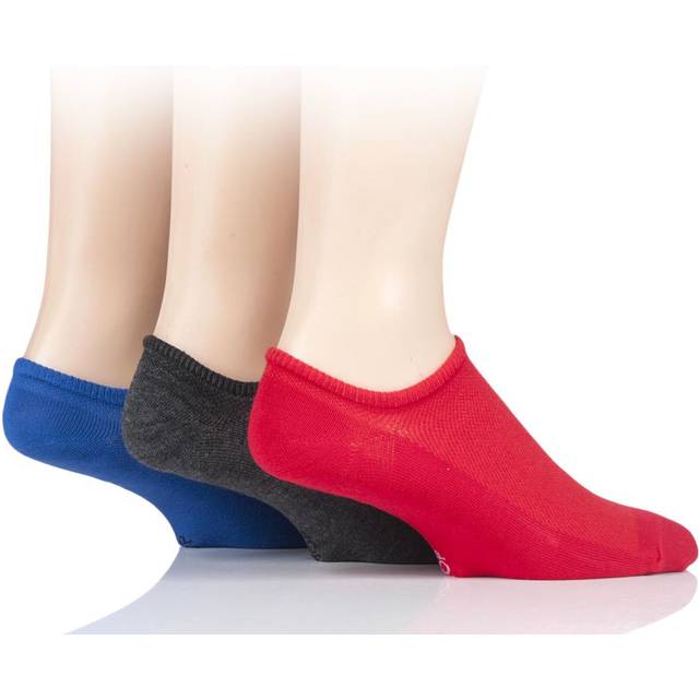 3 Pair Cobalt / Red / Grey Melange Bamboo Mesh Loafer Liner Socks Men's 7-11 Mens - SOCKSHOP - Assorted