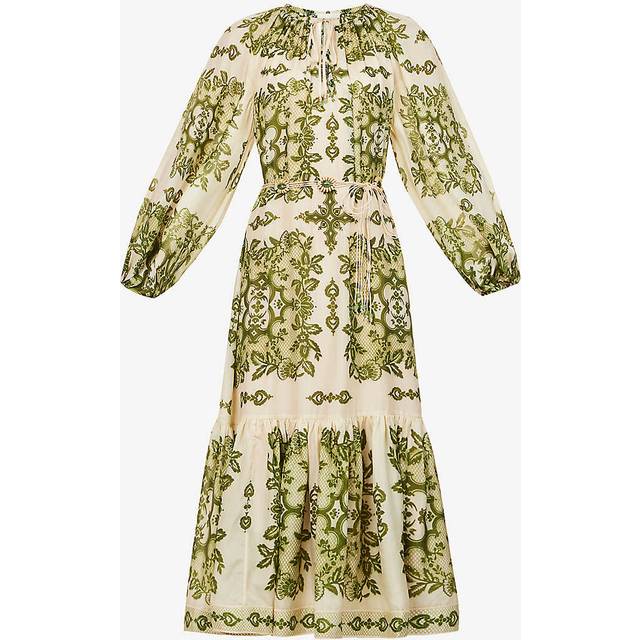 Zimmermann Raie tiered printed silk midi dress - green (UK 6)