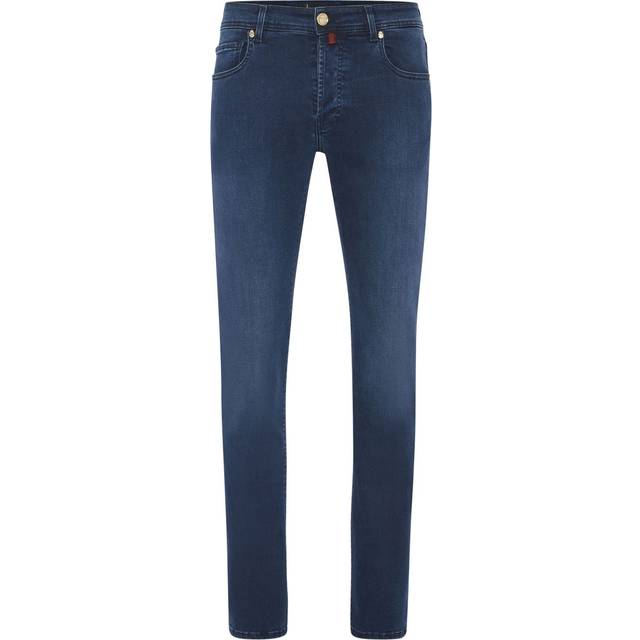 Billionaire - embroidered-logo straight-leg cut jeans - men - Cotton/Polyester/Spandex/Elastane/Cotton/Calf Leather - 31 - Blue