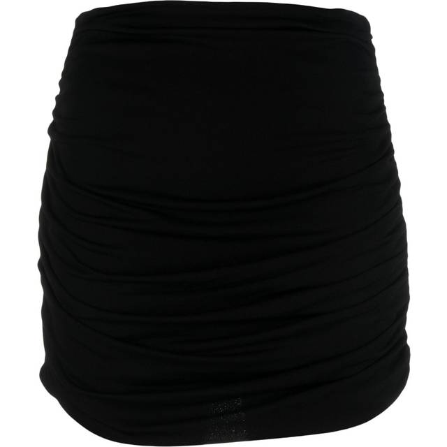 Tory Burch - ruched high-waisted mini skirt - women - Elastane/Polyamide/Viscose - M - Black