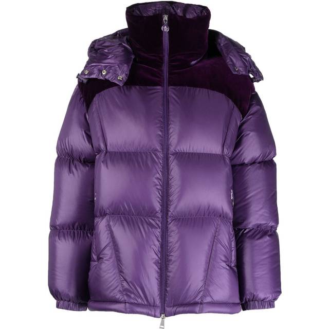 Moncler - Meandre velvet-panelled padded jacket - women - Polyamide/Polyamide/Cotton/Goose Down - 1 - Purple