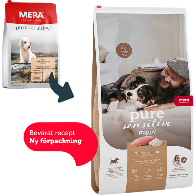 Mera Petfood Pure Sensitive Puppy Kalkon & Ris 4 kg