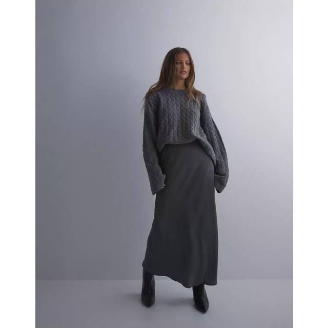 Pieces Pcfranan HW Midi Skirt Dark grey XS