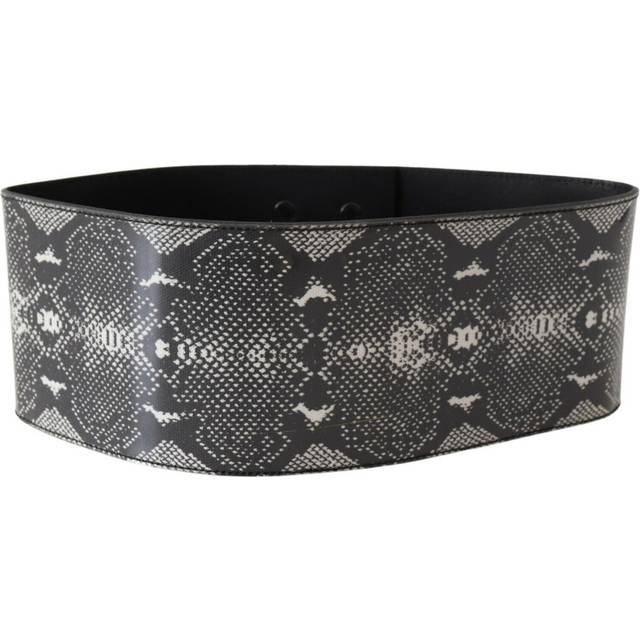 Ermanno Scervino Black Wide Leather Snakeskin Design Waist Belt - 65 cm / 26 Inches