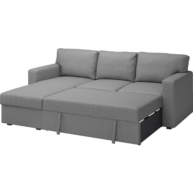 BÅRSLÖV 3-sits bäddsoffa med schäslong, Tibbleby beige/grå