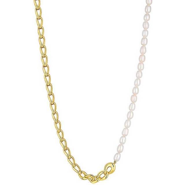 Inicio 14K Gold Plated Recycled Chain & Freshwater Pearl Necklace