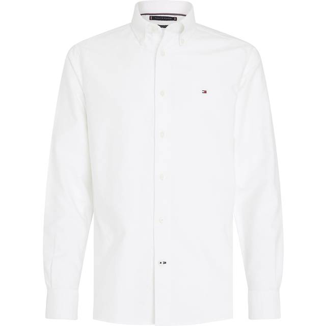 Tommy Hilfiger, Formal Shirts, male, White, 2XL, White Button-Up Shirt with Logo