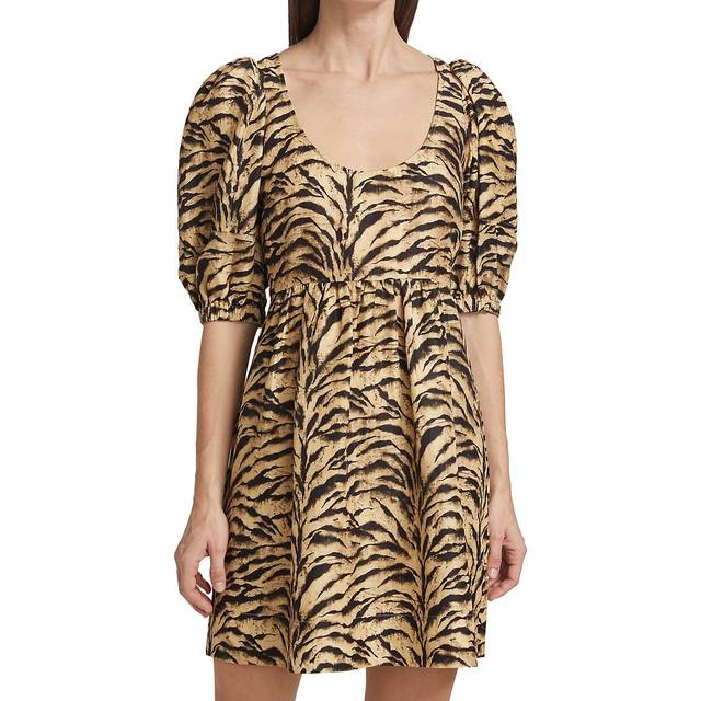 ba&sh Puff-Sleeve Mini Linen-Blend Dress