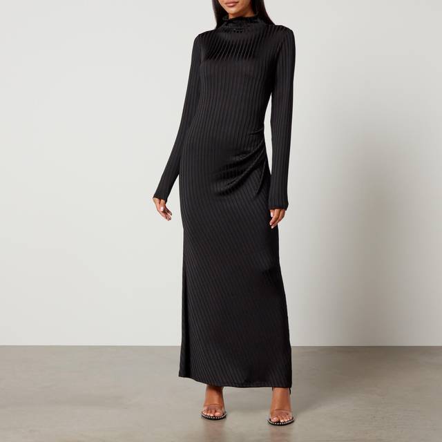 Good American Shine Rib-Knit Midi Dress - M - Black