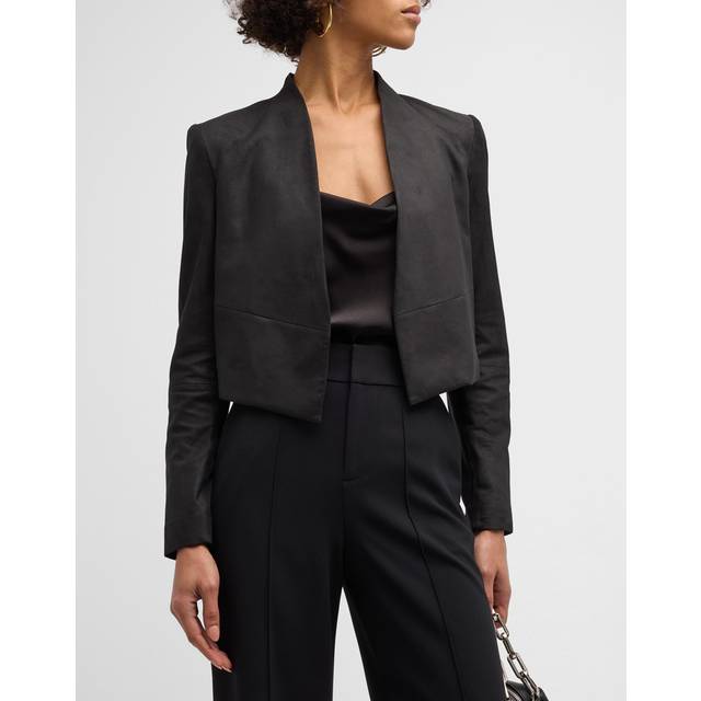 New Harvey Suede Open-Front Jacket - BLACK - X-Small