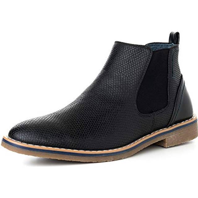 Alpine Swiss Mens Nash Chelsea Boots Snakeskin Ankle Boot Genuine Leather Lined BLK 9 M US