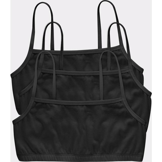 Hanes womens Cotton String Bralette  3-pack Bra  3 Pack - Black  X-Large US