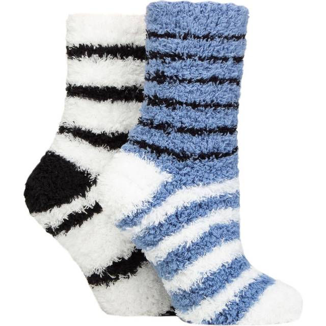 Women's 2 Pair SOCKSHOP Fluffy and Cosy Leisure Socks Moonlight Blue 4-8
