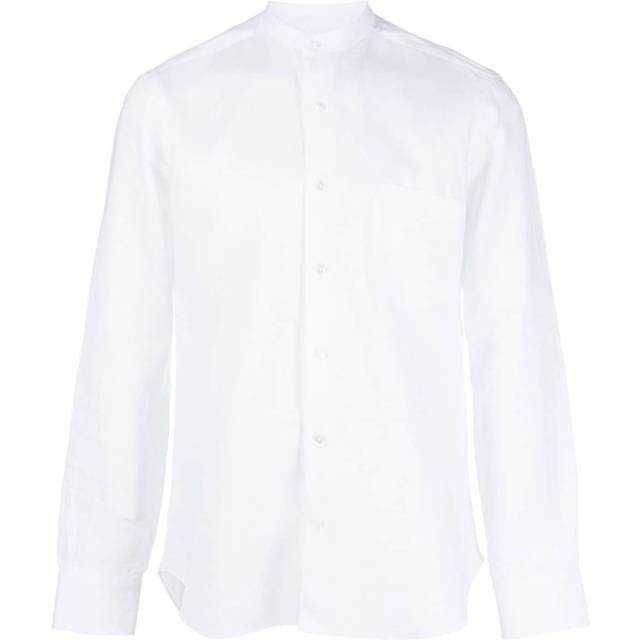 Barba - long-sleeve linen shirt - men - Linen/Flax - 38 - White
