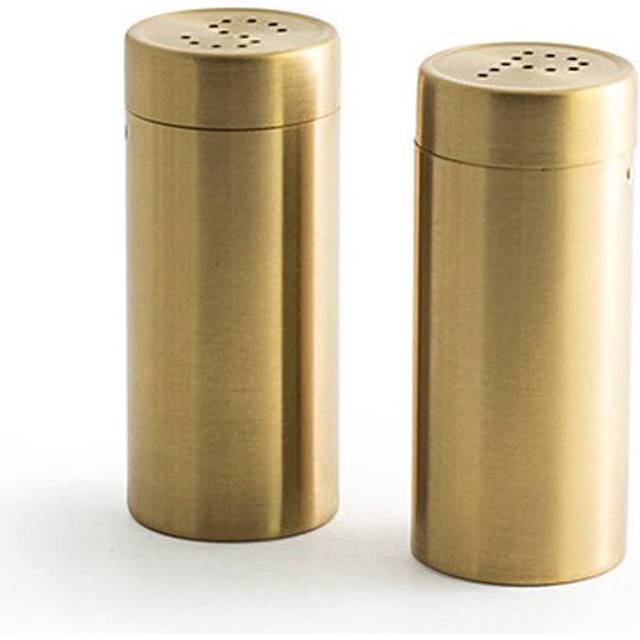2Pcs Stainl Steel Salt Pepper Salt Pepper Shakers Coarsen - Gold  8.8X3.8cm