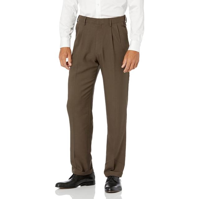 Haggar mens Premium comfort classic Fit Pleat Expandable Waist Dress P