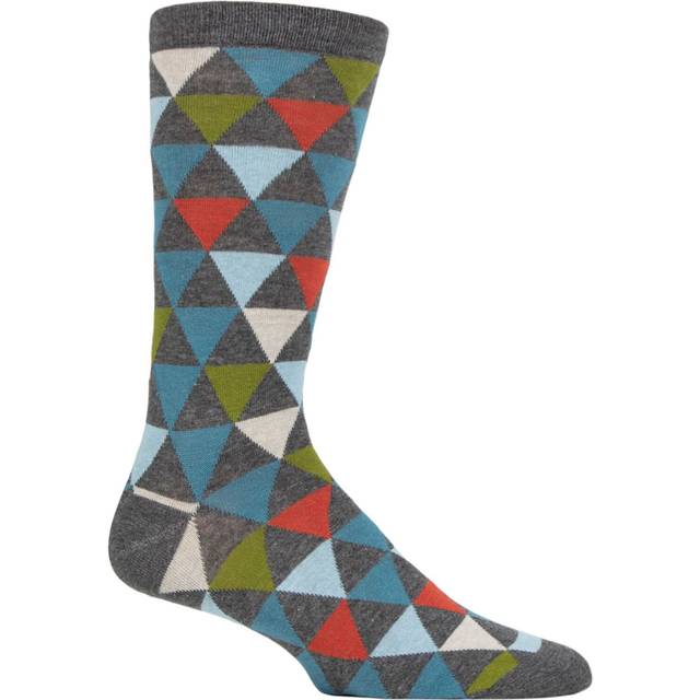 Mens 1 Pair Thought Geometric Organic Cotton Socks Dark Grey Marl 7-11 Mens
