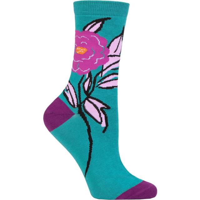 Women's 1 Pair Thought Rossa Floral Organic Cotton Socks Peacock Green 4-7