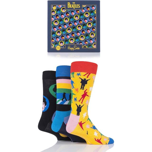 3 Pair Assorted The Beatles 2019 Gift Boxed Cotton Socks Unisex 4-7 Unisex - Happy Socks