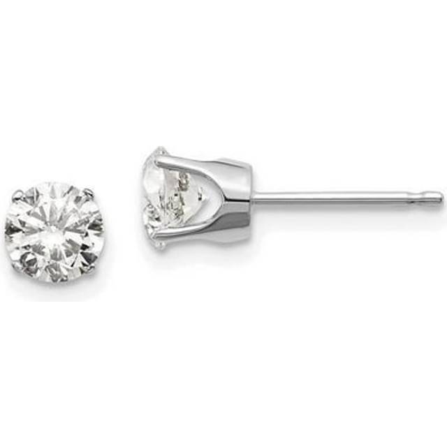 14K 1CT White Gold I2 K-L Diamond Stud Push-on Post Earrings