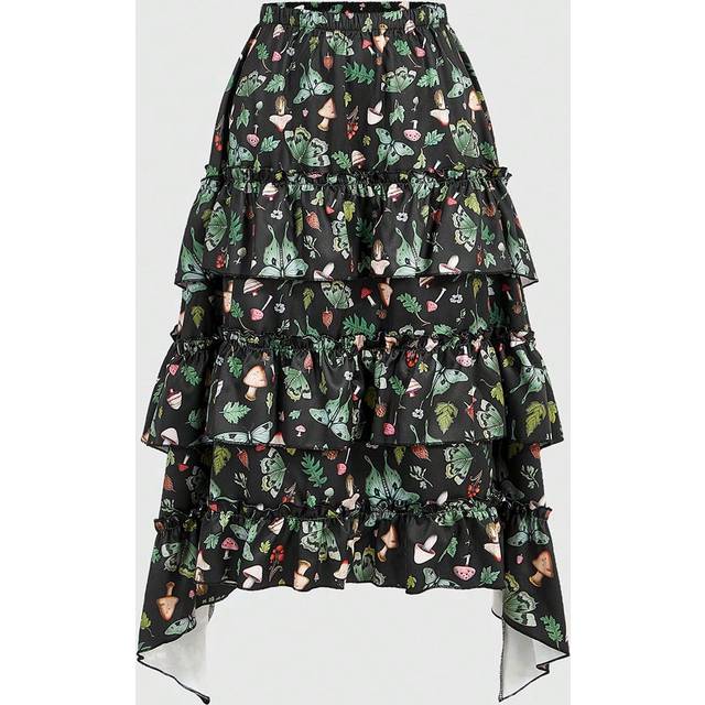 ROMWE Women&#39;S Multilayer Printed Skirt