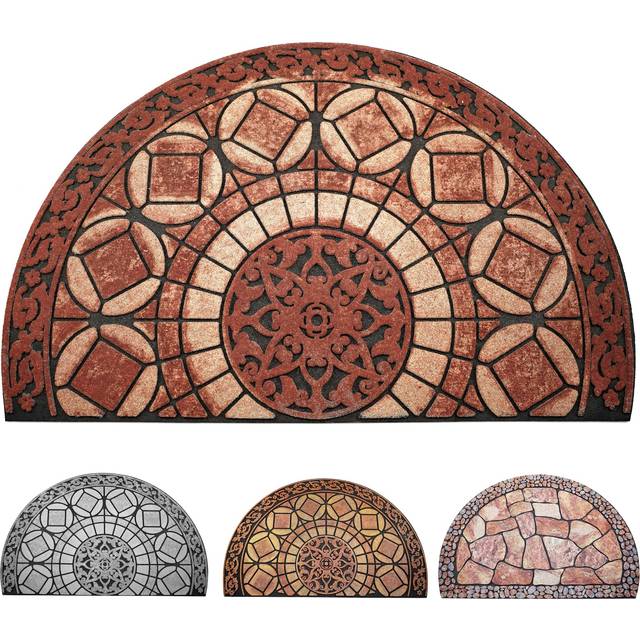 Eanpet Decorative Doormat Outdoor Rubber Mat for Front Door Entrance Mat Indoor 2x3 Rug for Front Door Entry Non Slip Mat Outside Doormat Half Round (