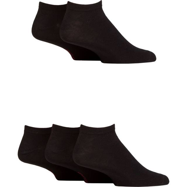 Mens 5 Pair SOCKSHOP Bamboo Striped and Plain Trainer Socks Black 7-11 Mens
