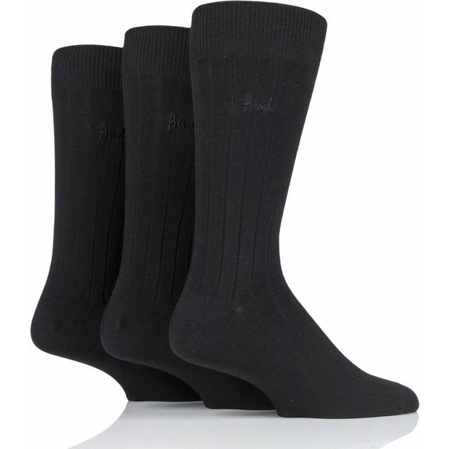 Mens 3 Pair Pringle Laird Rib Trouser Socks Black 12-14 Mens