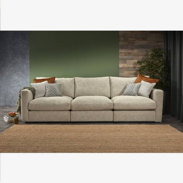 Beige Fabric Sofas - Modular 3 Seat Sofa - Malvern Range - Oak Furnitureland