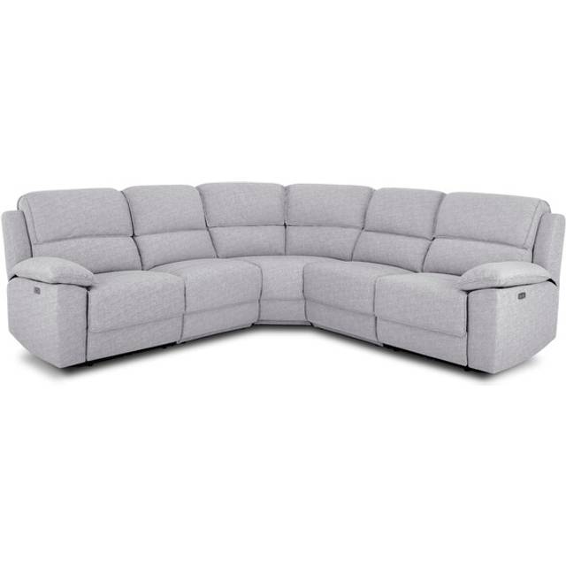 Keswick Dove Fabric Sofas - Modular 5 Seat Corner Recliner - Goodwood Range - Oak Furnitureland