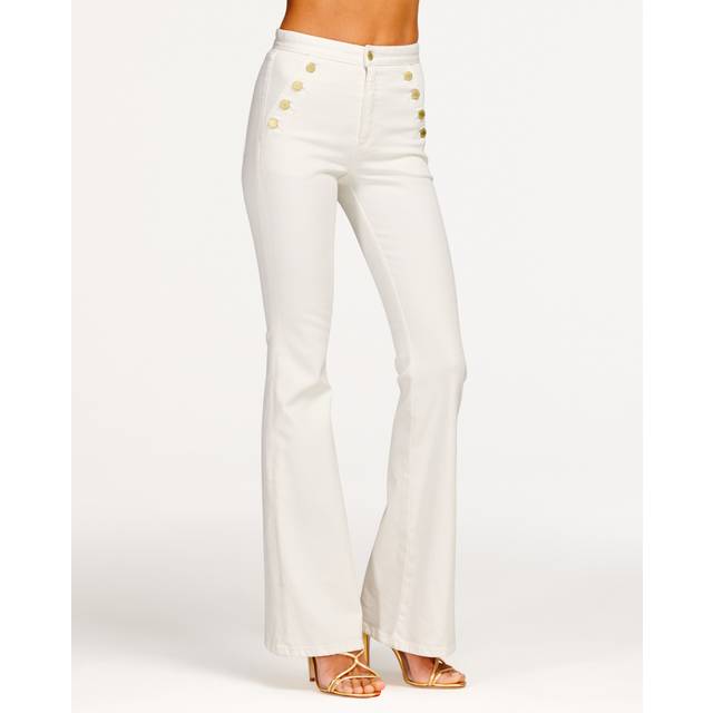Helena High-Rise Flare Jean in White - WHITE - 26