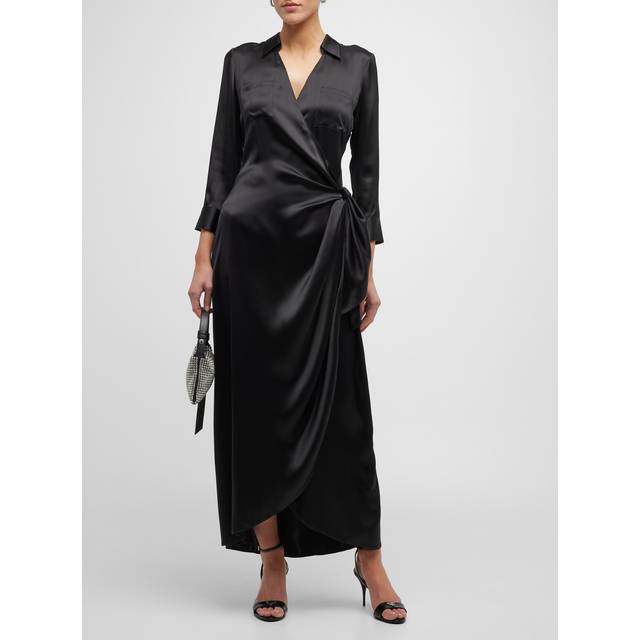 L'agence Kadi Long Wrap Silk Dress