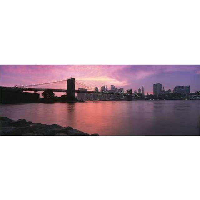Sunset Over Lower Manhattan & Brooklyn Bridge Poster Print, 44 x 15 - Large