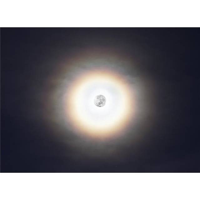 A Bright Halo Around A Full Moon in Miramar Argentina Poster Print, 16 x 12