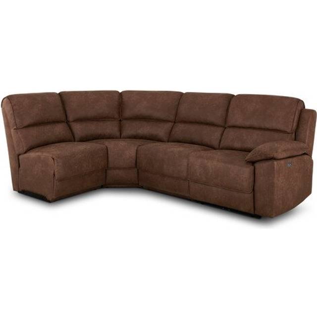 Ranch Dark Brown Fabric Sofas - Modular 4 Seat Right Hand Corner Recliner - Goodwood Range - Oak Furnitureland