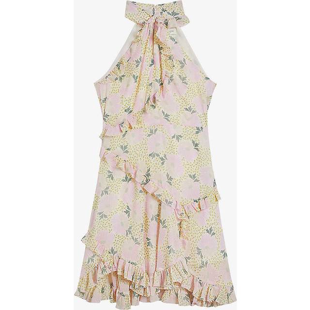 Ted Baker Twist Neck Frill Detail Mini Dress