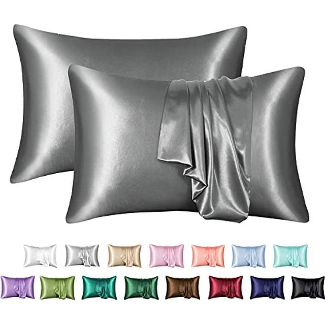 MR&HM Satin Pillowcase for Hair and Skin  Silk Satin Pillowcase 2 Pack  Standard Size Pillow Cases Set of 2  Silky Pillow Cover with Envelope Closure