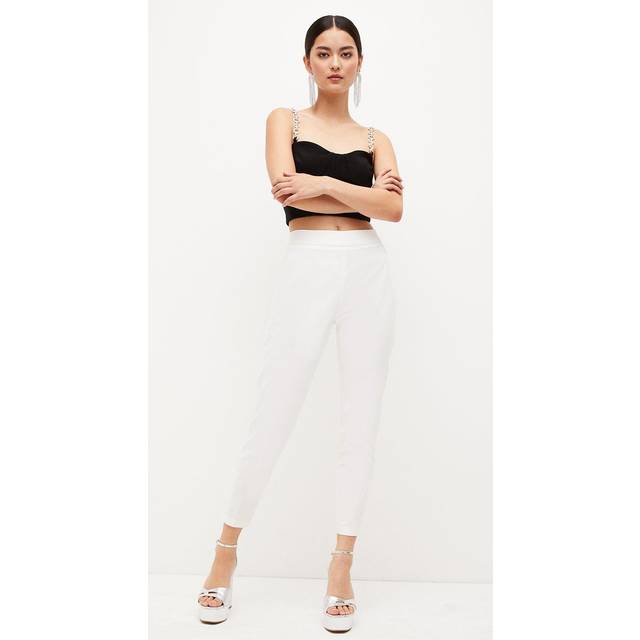 Petite Essential Techno Woven Crop Trouser - Ivory