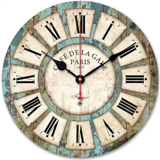 Roman Numeral Design France Paris Rusted Metal Look French Country Tuscan Style Paris Wood Wall Clock