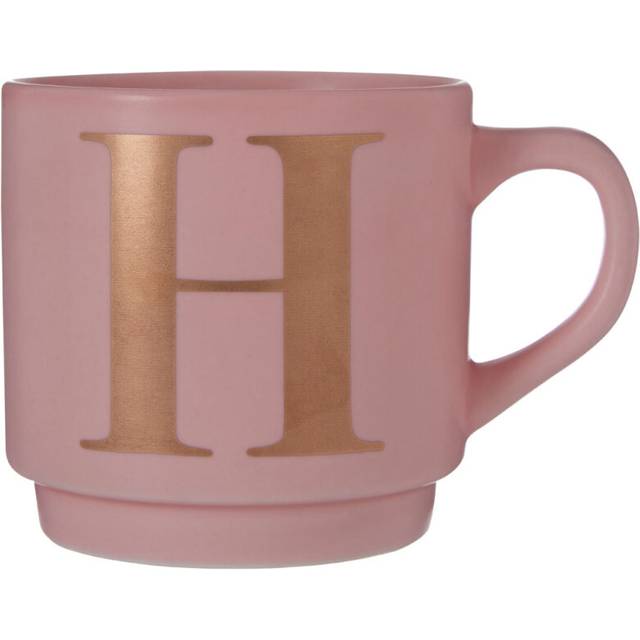 Gold H Etching Coffee Mug,Warm Pink Cup For Home DÃ©cor,Thoughtful Gift For Tea Enthusiast,Microwave Safe Mug