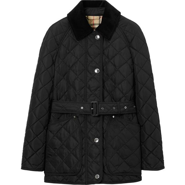 Burberry - EKD-embroidered diamond-quilted jacket - women - Nylon - XL - Black