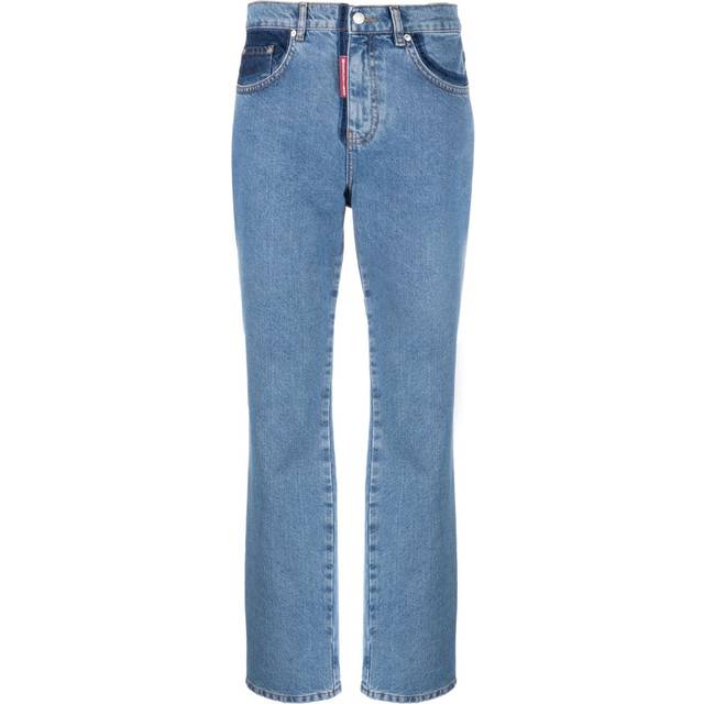 MOSCHINO JEANS - two-tone straight-leg jeans - women - Cotton/Polyester/Cotton - 27 - Blue