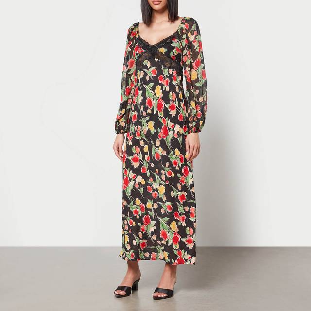 Rixo Thaleena Floral-Print Woven Midi Dress - UK 6 - Multi