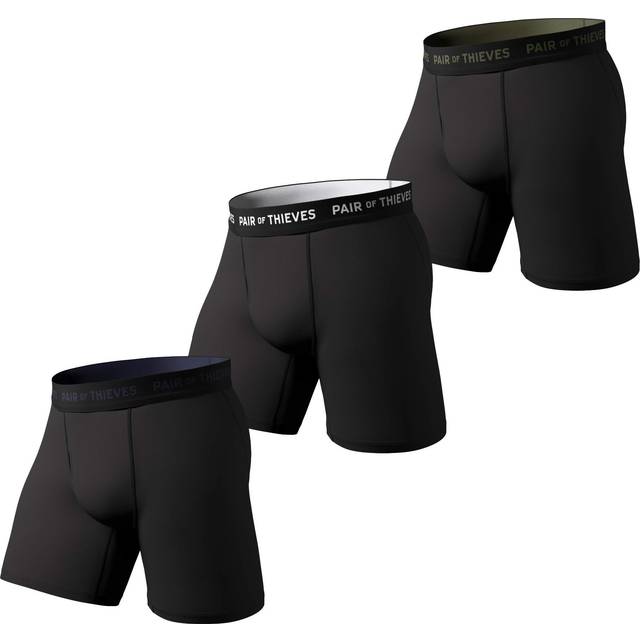 Pair of Thieves Super Fit Men?s Long Boxer Briefs 3 Pack  Black  Small