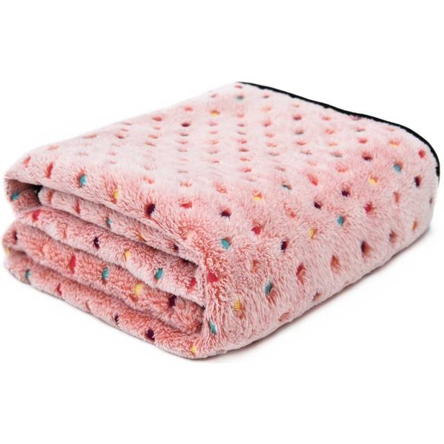 PAWZ Road Pet Dog Blanket Fluffy Fleece Fabric Soft and Cute Warm Dot Print Blanket Washable for Cats and Dogs Pink M:104 * 78cm