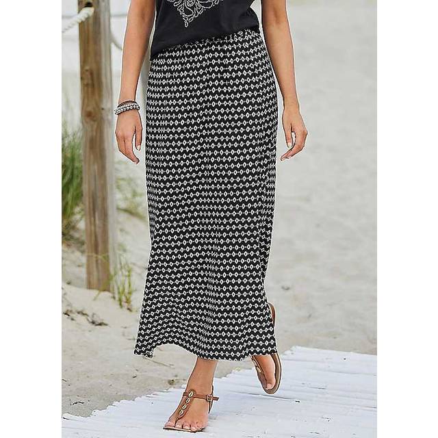 Elasticated Print Skirt - Black Print