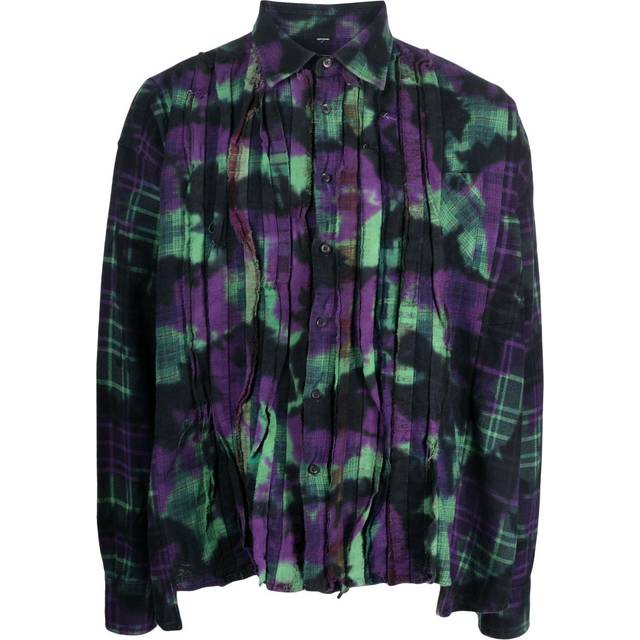 Needles - tie-dye pattern flannel shirt - men - Cotton - One Size - Purple