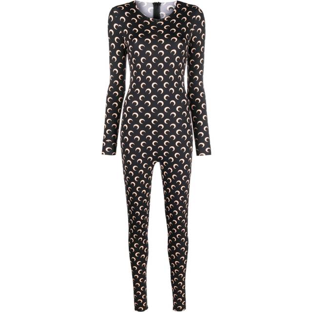 Marine Serre - Crescent Moon-print jumpsuit - women - Recycled Polyamide/Spandex/Elastane - S - Black