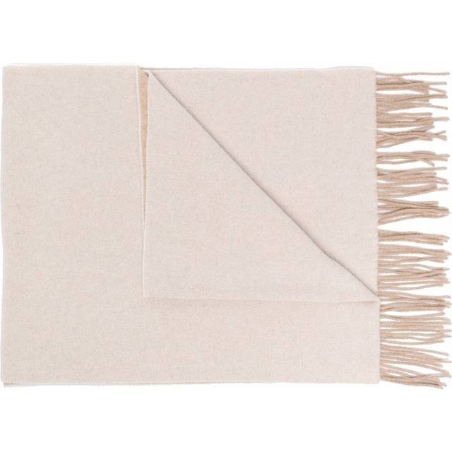 GANNI - fringed knitted scarf - women - Recycled Wool/Wool - One Size - Neutrals